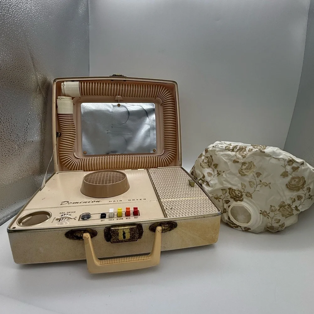 Portable Dominion Bonnet Dryer WORKS 1970s Vintage Salon Equipment Beauty Decor